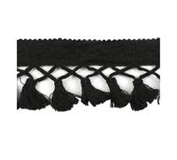 Meetee - Cinta de encaje con flecos de algodón de 6 cm para decoración de tela, hogar, bricolaje, manualidades, accesorios de costura (negro, 2 yardas)