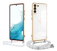 Meeter Funda Cuerda para Samsung Galaxy A34, Carcasa con Correa Collar Silicona TPU Ultra Fina Flexible Case Anti-Choques y Anti- Arañazos, Cámara Protección Love-Heart Cordón Cover, Negro