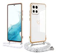 Meeter Funda Cuerda para Xiaomi Mi 14 Ultra, Carcasa con Correa Collar Silicona TPU Ultra Fina Flexible Case Anti-Choques y Anti- Arañazos, Cámara Protección Love-Heart Cordón Cover,Blanco