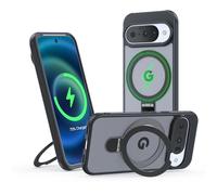 Meeter Funda para Google Pixel 10 / Pixel 10 Pro, [Compatible con MagSafe] Carcasa con Invisible Soporte de Anillo Giratorio, Case Borde de TPU Silicona + Respaldo Translúcido Mate PC Rigida,Negro