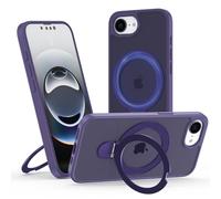 Meeter Funda para iPhone 16e, [Compatible con MagSafe] Carcasa con Invisible Soporte de Anillo Giratorio, Case Borde de TPU Silicona + Respaldo Translúcido Mate PC Rigida,Morado