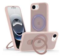 Meeter Funda para iPhone 16e, [Compatible con MagSafe] Carcasa con Invisible Soporte de Anillo Giratorio, Case Borde de TPU Silicona + Respaldo Translúcido Mate PC Rigida,Rosa