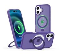 Meeter Funda para iPhone 17, [Compatible con MagSafe] Carcasa con Invisible Soporte de Anillo Giratorio, Case Borde de TPU Silicona + Respaldo Translúcido Mate PC Rigida,Morado
