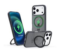 Meeter Funda para iPhone 17 Pro MAX, [Compatible con MagSafe] Carcasa con Invisible Soporte de Anillo Giratorio, Case Borde de TPU Silicona + Respaldo Translúcido Mate PC Rigida,Negro