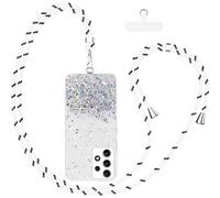 Meeter Funda para Samsung Galaxy A52, Cordón Correa Carcasa con Estrellas Purpurina de Silicona TPU Suave Protectora Antideslizante Cover Cuerda para Móvil Case Compatible con Samsung Galaxy A52