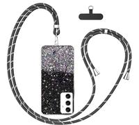 Meeter Funda para Samsung Galaxy A55, Cordón Correa Carcasa con Estrellas Purpurina de Silicona TPU Suave Protectora Antideslizante Cover Cuerda para Móvil Case Compatible con Samsung Galaxy A55