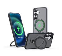 Meeter Funda para Samsung Galaxy S23, [Compatible con MagSafe] Carcasa con Invisible Soporte de Anillo Giratorio, Case Borde de TPU Silicona + Respaldo Translúcido Mate PC Rigida,Negro