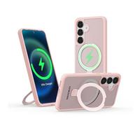 Meeter Funda para Samsung Galaxy S23, [Compatible con MagSafe] Carcasa con Invisible Soporte de Anillo Giratorio, Case Borde de TPU Silicona + Respaldo Translúcido Mate PC Rigida,Rosa