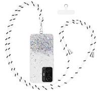 Meeter Funda para Xiaomi Mi 11T, Cordón Correa Carcasa con Estrellas Purpurina de Silicona TPU Suave Protectora Antideslizante Cover Cuerda para Móvil Case Compatible con Xiaomi Mi 11T