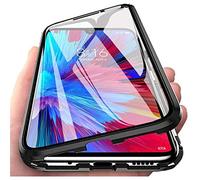 Meeter Funda para Xiaomi Redmi Note 12 Pro+ 5G, 360 Grados Delantera y Trasera de Transparente Vidrio Templado Case Cover, Fuerte Tecnología de Adsorción Magnética Metal Bumper Cubierta - Negro