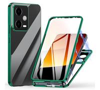 Meeter Funda para Xiaomi Redmi Note 12 Pro 5G, 360 Grados Delantera y Trasera de Transparente Vidrio Templado Case Cover, Fuerte Tecnología de Adsorción Magnética Metal Bumper Cubierta - Verde
