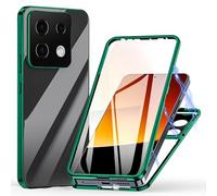 Meeter Funda para Xiaomi Redmi Note 13 5G, 360 Grados Delantera y Trasera de Transparente Vidrio Templado Case Cover, Fuerte Tecnología de Adsorción Magnética Metal Bumper Cubierta - Verde