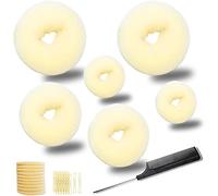 MeetFavorite Juego de 10 bandas elásticas para hacer moños (2 grandes, 2 medianos y 2 pequeños), 10 bandas elásticas para el pelo, horquillas para el pelo (dorado)