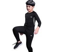 MeetHoo Conjunto Ropa Interior Termica para Niños Camisetas Termicas Deportivas Manga Larga Pantalon Termico Futbol Niño de Esquí Forro de Lana para Correr