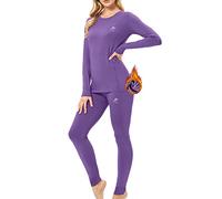 MeetHoo Conjunto Térmico Mujer Ropa Interior Termica Conjunto Camisetas Manga Larga + Pantalones Interiores Termicos Mujer Invierno Deporte para Esqui (púrpura, XL)