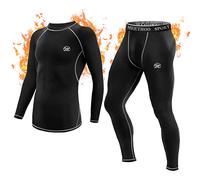 MeetHoo Conjuntos Térmicos para Hombre Transpirable Ropa Interior Térmica Secado Rápido Camiseta Manga Larga Pantalones Largos para Carrera Esquí y Fitness