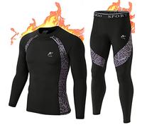 MeetHoo Hombre Conjunto de Ropa Interior Térmica, Base Layer de Invierno Long Johns Traje de Compresión de Secado Rápido Camisetas y Pantalones de Manga Larga para Esquí Deportivo Correr