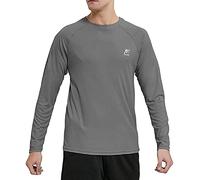 MeetHoo Hombres Rash Guard Camiseta Deportivas con Filtro de Protección UPF 50＋Mangas Largas Alta Elasticidad Secado Rápido Surf Natación Verano