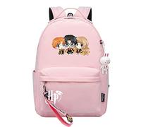 Meetiger Harry Magic Mochila para niñas Versión Q Harry/Ron/Hermione Bolsa de la Escuela Primaria Bolsa del Libro de la Amistad Rosa