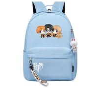 Meetiger Harry Magic Mochila para niñas Versión Q Harry/Ron/Hermione Bolsa de la Escuela Primaria Bolsa del Libro de la Amistad Azul