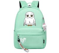 Meetiger Lindo búho blanco Hedwig Mochila Harry Magic Mochila escolar Damas Jóvenes Niños Viaje Mochila Verde