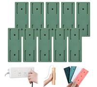 Meetitsneeds Adhesive Punch-Free Socket Holder, Self Adhesive Power Strip Holders, Wall Mount Organizer with Cord Clips For Tidy Desk Space Saving, for Home Office Kitchen (10 Pcs Green)