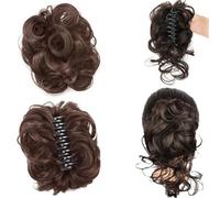 Meetitsneeds Bun Extension Clips for Women, Hairs Messy Bun Claw Clip, Wave Curly Hairpieces for Daily Wear, Synthetic Fake Buns Hairs Extensions 2 PCS (B)