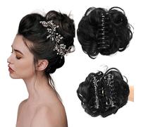 Meetitsneeds Bun Extension Clips, Wig Clips for Hair Extensions, Adjustable Claw Design Non-Slip Grip Secure Style, Voluminous Messy Buns, Ideal Women Girls Easy Updos Ponytails (B)