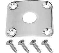 MEETOOT 1 juego de placa cuadrada de metal plateado de 35,1 x 34,9 mm con tornillos, placa de engranaje, cubierta de conector de salida, protector de guitarra, accesorios para instrumentos musicales