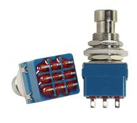 MEETOOT 2 unids 9 Pin 3PDT Efector Botón Caja de cepillo True Bypass Guitarra Efectos Pedal Caja Stomp Pie Metal Interruptor