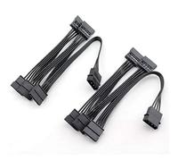 MEETOOT 2 unids IDE a SATA Cable de alimentación IDE Grande 4 pines a PC Disco duro de servidor de 15 pines SATA Adaptador de fuente de alimentación Cable convertidor Cable 18AWG Cable de extensión SATA Cable 1 a 5 Splitter Negro