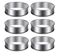 Meetory 6 Anillos De Tarta Enrollados Dobles, Anillos De Muffin Inglés, Anillos De Crumpet Profesionales Para Herramientas De Fabricación De Alimentos En El Hogar, 3.15 Pulgadas
