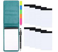 Meetory Mini bloc de notas A7, juego de 11 unidades, mini cuaderno con 8 bloques de repuesto, piel sintética, tapa negra con mini bolígrafo, bloc de notas de bolsillo para actividades al aire libre