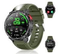 MEETOWN Reloj Inteligente Hombre Militar, 1.7" HD Smartwatch Hombre con Llamadas Bluetooth, Linterna LED y Brújula, 100+ Deportes Modos, Monitorización del Sueño para Android iOS, Verde