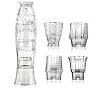 MEETOZ Juego de 4 vasos de vidrio para cerveza, apilables, con forma de pez, para refrescos, jugos, leche, coca, cerveza, licores (forma de pez transparente)