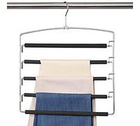 Meetu Perchas para Pantalones, 5 Capas, de Acero Inoxidable, Antideslizante, Acolchadas, con Brazo oscilante, Ahorro de Espacio, Organizador de Almacenamiento para Pantalones, Jeans, Pantalones,