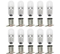 MeetUs 10 Juegos AC/DC E10 6V Bombillas LED Blanco Cálido Bombillas 0.5W 60LM Bombillas Con Base de Tornillo + 10 Pcs E10 Base (Blanco Cálido (3000K), 6V)