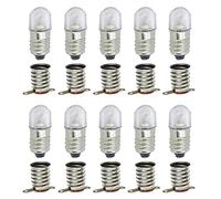 MeetUs 10 Juegos AC E10 6V Bombillas LED Blanco Cálido Bombillas SMD 0.5W 60LM Bombillas Con Base de Tornillo + 10 E10 Base (6V, Blanco cálido)
