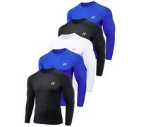 MEETWEE Camiseta Compresion Hombre, Hombre Transpirable Secado rápido para Running Gym Ciclismo Ropa Deportiva Manga Larga Base Layers para Running Gym Ciclismo Camisa