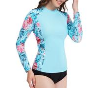 MEETWEE Camiseta de Natación para Mujer Manga Larga Protección Solar UPF 50+ Rashguard Mujer Camisetas Deportivas de Secado Rápido Surf,Voleibol de Playa,Yoga