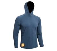 MEETWEE Camiseta Hombre Manga Larga Capucha UPF 50+ Protección Solar - Ropa UV Verano Secado Rápido Transpirable Ligera para Pesca Senderismo Playa