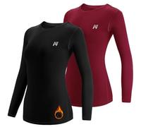 MEETWEE Camiseta Térmica Mujer, Ropa Interior de Compresión Manga Larga Esquí Funcional Thermal Baselayer para Transpirable, cálida y de Secado rápido