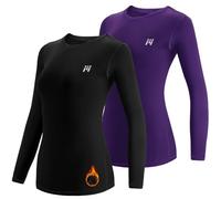 MEETWEE Camiseta Térmica Mujer, Ropa Interior de Compresión Manga Larga Esquí Funcional Thermal Baselayer para Transpirable, cálida y de Secado rápido