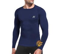 MEETWEE Rashguard Camiseta de Hombre, UPF 50+ Camisa de Compresión de Manga Larga UV Camiseta Proteccion Solar Secado Rápido para Surf y Natación