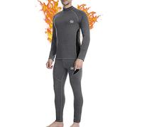 MEETWEE Ropa Interior térmica Hombre, Conjuntos térmicos, Camiseta Térmica Hombres Manga Larga Pantalones Largos para Esquí, Montaña, Ciclismo, Fitness (Gris, XXL)