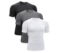 MEETYOO Camiseta de Compresión Hombres,Camiseta Funcional de Manga Corta Camiseta de Fitness Hombre Deportiva Transpirable Camiseta para Running Gym Ciclismo