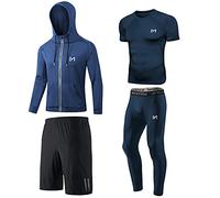 MEETYOO Camiseta de Compresión para Hombre, Leggings Deportivos, Pantalones de Correr, Camiseta Funcional para Hombre, Pantalones de Compresión, Ropa Funcional para Correr, Gimnasio y Fitness