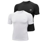 MEETYOO Camiseta Compresion Hombre T-Shirt, Negro + Blanco-Corto, XX-Large Men's