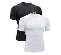 MEETYOO Camiseta de Compresión Hombres,Camiseta Funcional de Manga Corta Camiseta de Fitness Hombre Deportiva Transpirable Camiseta para Running Gym Ciclismo