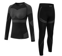 MEETYOO Conjunto de Ropa Interior para Mujer, con Capas Base de Forro Polar, Conjunto de Leggings Largos, Suave, Transpirable, de Secado rápido, Ropa Interior de esquí para Correr, esquí, Yoga